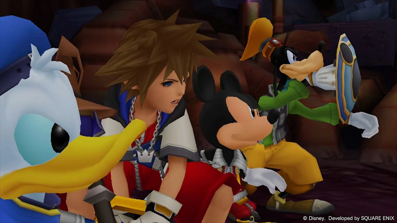 Sora, Donald, Goofy ומיקי בקרב