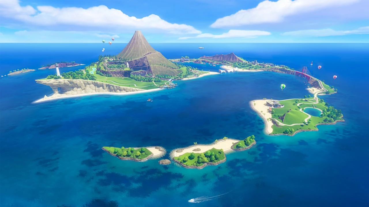 מבט מהאוויר על Wuhu Island והים סביבו